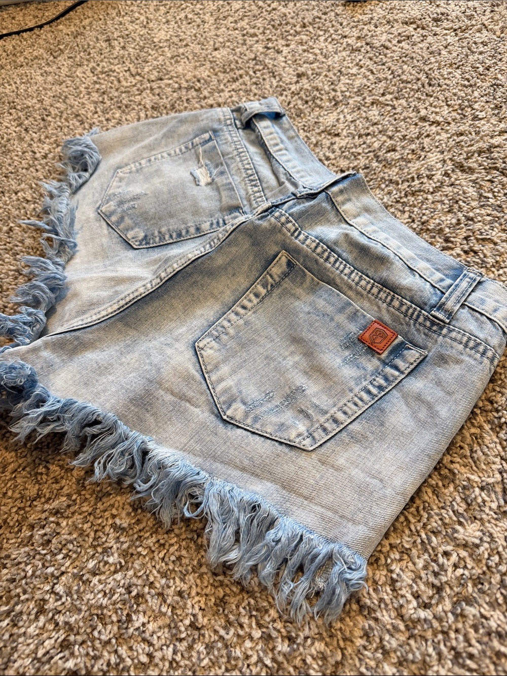Born Primitive Light Blue Frayed Hem Denim Shorts - Picture 5 of 5